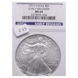 2010 NGC MS69 SILVER EAGLE GEM