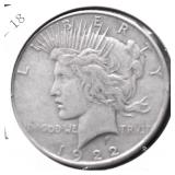 1922 PEACE DOLLAR VF