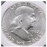 1962 GEM BU FBL FRANKLIN HALF DOLLAR
