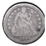 1849 O SEATED DIME VG