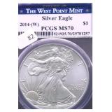 2014 W PCGS MS70 SILVER EAGLE