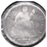 1871 S SEATED DIME G