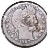 1907 O BARBER QUARTER G