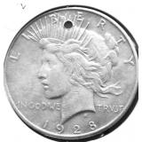 1928 S PEACE DOILLAR HOLE