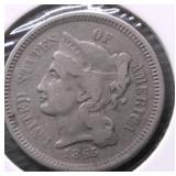 1865 3 CENT PIECE F
