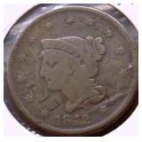 1842 LARGE CENT VG