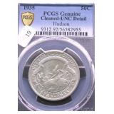 1935 PCGS UNC DETAILS HUDSON HALF DOLLAR