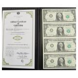 UNCUT SHEET OF 1$ FEDERAL RESERVE NOTES