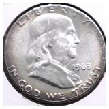 1963 GEM BU FRANKLIN HALF DOLLAR