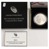 PROOF GIRL SCOUTS SILVER DOLLAR W BOX PPAERS