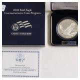 PROOF BALD EAGLE SILVER DOLLAR W BOX PAPERS