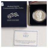 PROOF LINCOLN SILVER DOLLAR  W BOX PAPERS