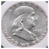 1963 GEM BU FBL FRANKLIN HALF DOLLAR