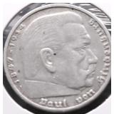 1935 NAZI GERMANY SILVER 5 MARKS  AU
