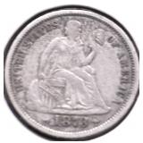 1873 SEATED DIME VF