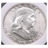 1951 HOICE BU FRANKLIN HALF DOLLAR