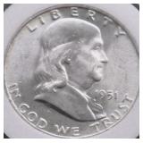 1951 D SUPURB GEM FBL FRANKLIN HALF DOLLAR