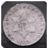 1853 3 CENT PIECE VF