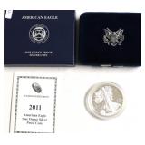 2011 PROOF SILVER EAGLE W BOX PAPERS