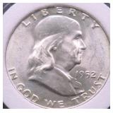 1952 S GEM BU FRANKLIN HALF DOLLAR