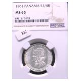 1961 NGC MS65 PANAMA 1/4 BALBOA