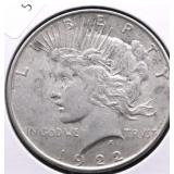 1922  PEACE DOLLAR VF