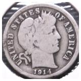 1914 BARBER DIME G