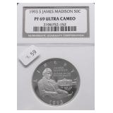1993 S NGC PF69DC JAMES MADISON HALF DOLLAR