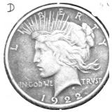1922 D PEACE DOLLAR VF