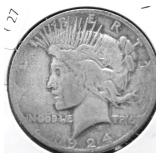 1924 S PEACE DOLLAR VG