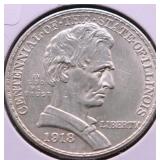 1918 CHOICE BU LINCOLN COMMEMORATIVE HALF DOLLAR