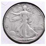 1939 D WALKING HALF DOLLAR AU