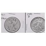 TWO WALKING HALF DOLLARS