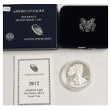 2012 PROOF SILVER EAGLE W BOX PAPERS