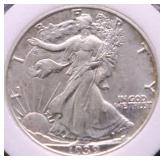 1939 WALKING HALF DOLLAR AU