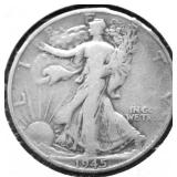 1945 S WALKING HALF DOLLAR VF