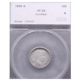 1898 S SEGS VF DETAILS BARBER DIME