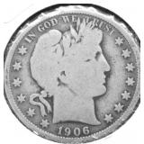 1906 O BARBER HALF DOLLAR VG