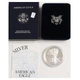 2000 PROOF SILVER EAGLE W BOX PAPERS