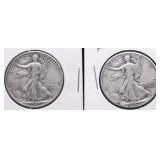 TWO WALKING HALF DOLLARS