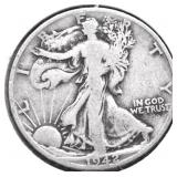 1942 D WALKING HALF DOLLAR VG