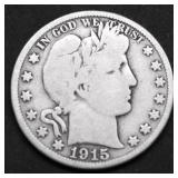 1915 S BARBER HALF DOLLAR VG