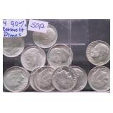 14-  90 % ROOSEVELT DIMES