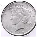 1922 PEACE DOLLAR AU