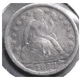 1853 SEATED DIME AU
