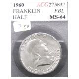 1964 ACG MS64 FRANKLIN HALF DOLLAR