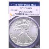 2014 W PCGS MS70 SILVER EAGLE