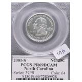 2001 S PCGS PF69DC N CAROLINA QUARTER