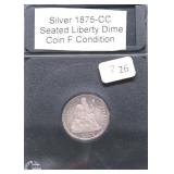 1875 CC SEATED DIME F