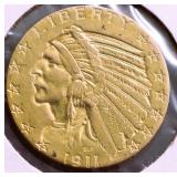 1911 GOLD HALF EAGLE JEWELRY GRADE